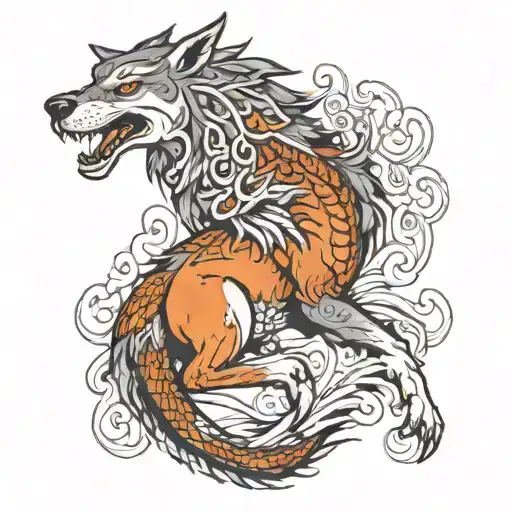 A Wolf With Dragon S Body Shaped Like