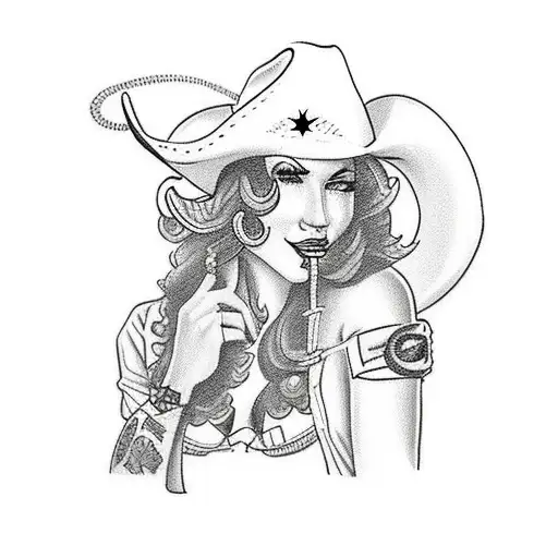 Sexy Woman With Cowboy Costume Smirking