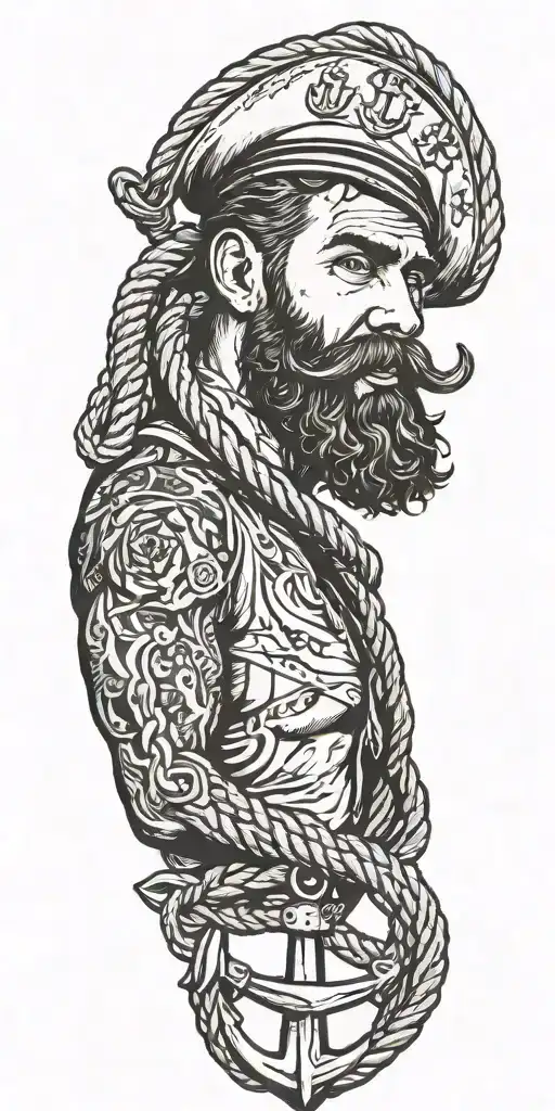 Sexy Gay Bearded Masculine Sailor Nautical Theme Krackin Anchor Rope