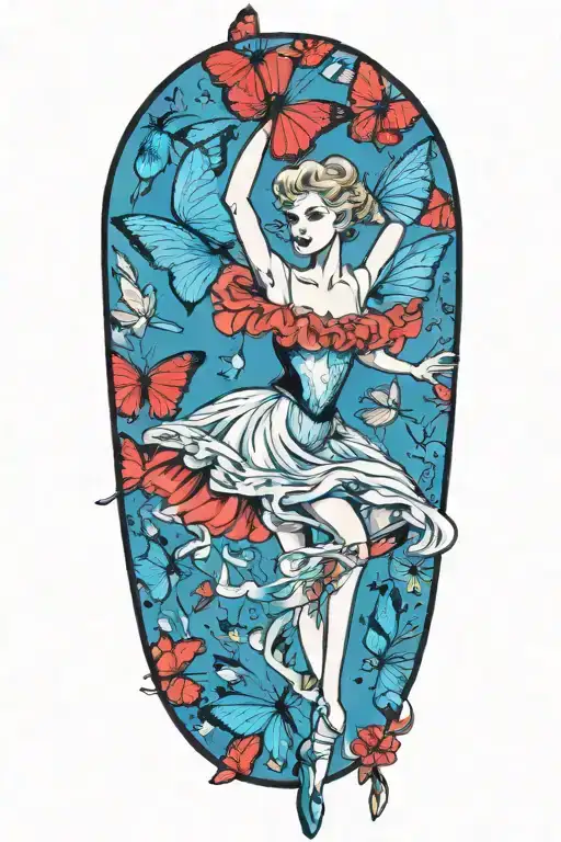 Blonde Haired Ballerina Dancing Gracefully Surrounded By Butterflies