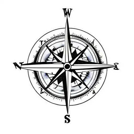 Compass With Mountains And Oceans