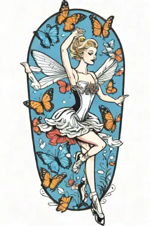 Blonde Haired Ballerina Dancing Gracefully Surrounded By Butterflies