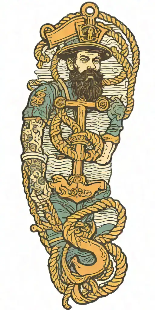 Gay Bearded Masculine Sailor Nautical Theme Krackin Anchor Rope Sleeve