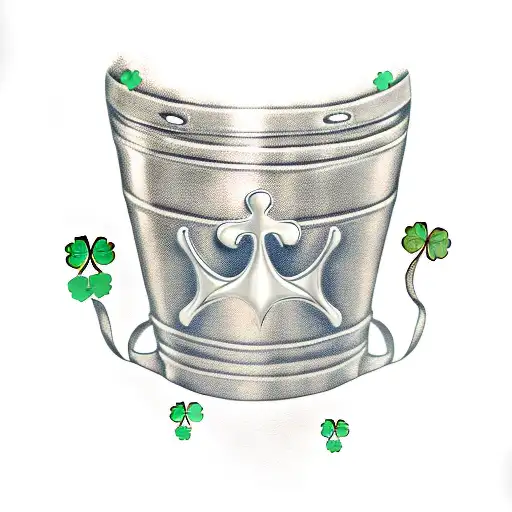 Metal Keg With A Crown On Top And A 4 Leaf Clover On The Side Of The Keg