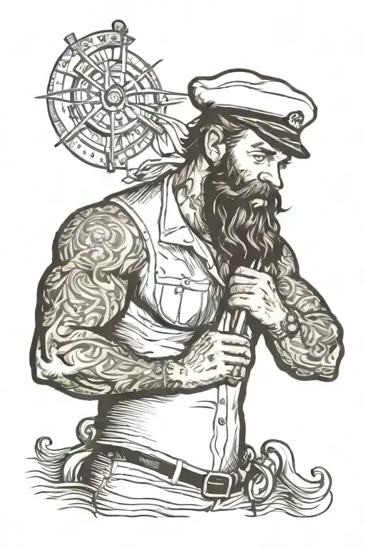 Gay Sailor Pinup Man Nautical Bearded Beefy
