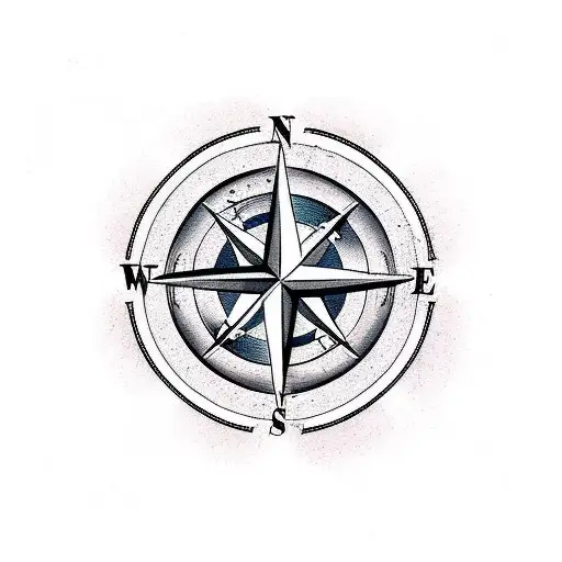 A Traditional Compass Rose With Waves Replacing The Cardinal Directions