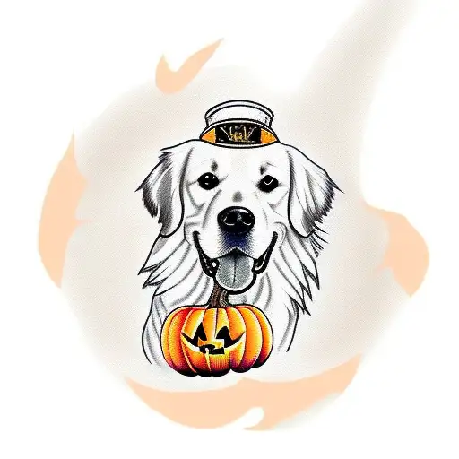 Golden Retriever With Pumpkin