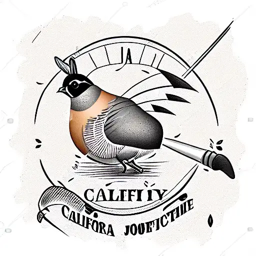 California Male Quail With Antenna Portrait