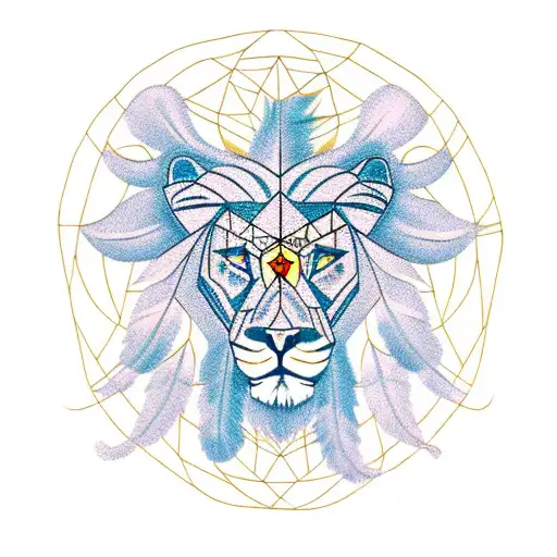 Geometric Lion With Dreamcatcher