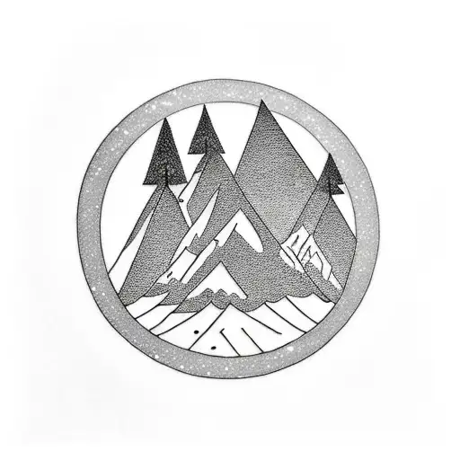 A Tattoo Of A Majestic Forest Mountain Range With With A Galaxy Sky