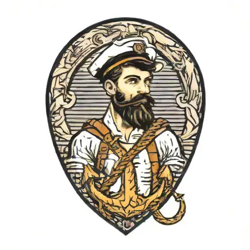 Sexy Pinup Gay Bearded Masculine Sailor Nautical Theme Krackin Anchor Rope