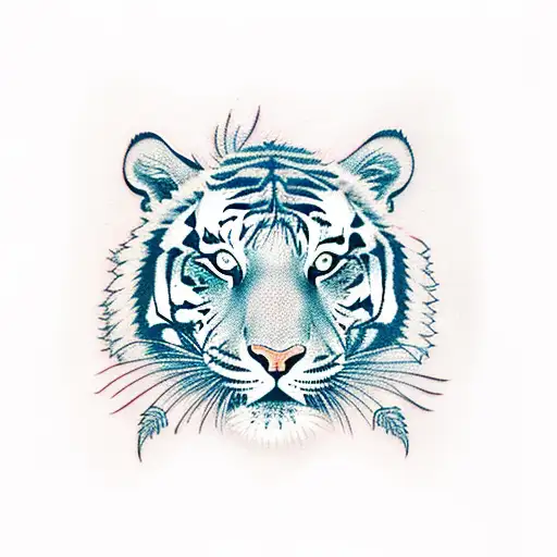 Tiger Face And Dandelions