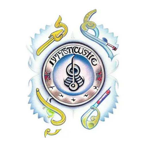 Mystical Protection Symbol With Musical Elements