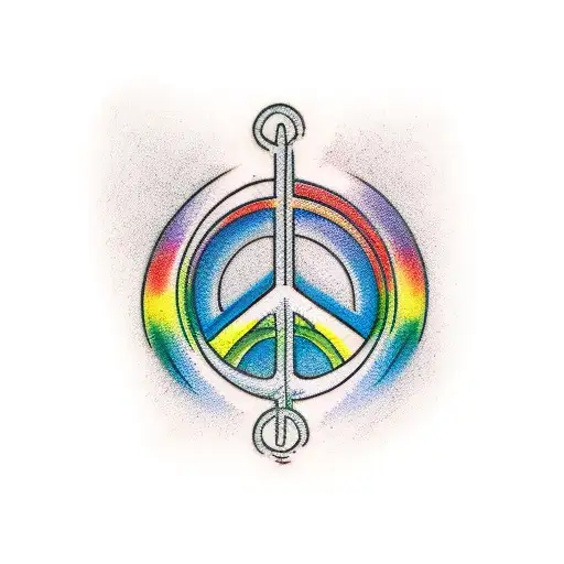 Sign Of Peace Rainbow Colored