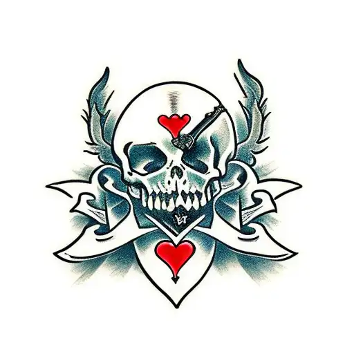 Dagger With Hearts With Memento Mori On The Blade