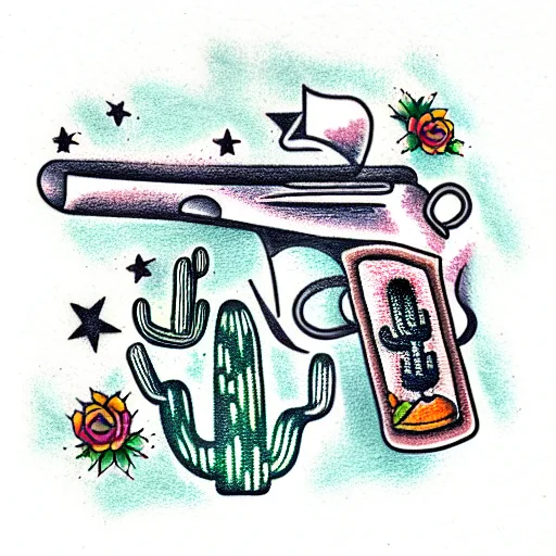Gun With Cactus