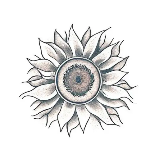 Single Sunflower On A Stem Facing Forward With A Shadow Of Itself Behind It