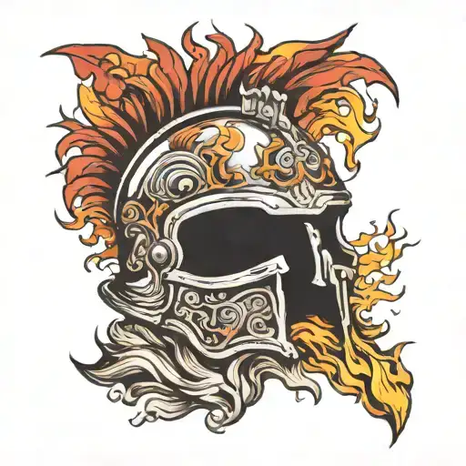 Roman Helmet Engulfed In Flames