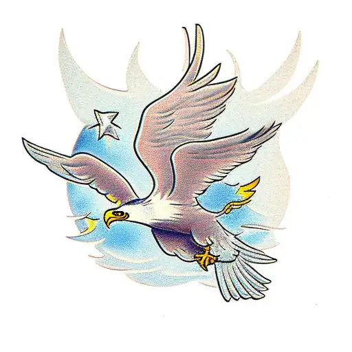 Eagle And Dove Flying Together