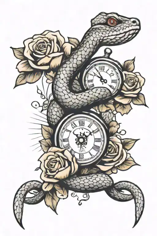 Snake Clock Rose Wrapped