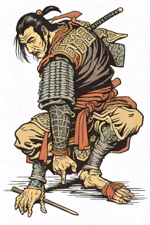 Samurai Sits On His Knees And Commits Hara-kiri