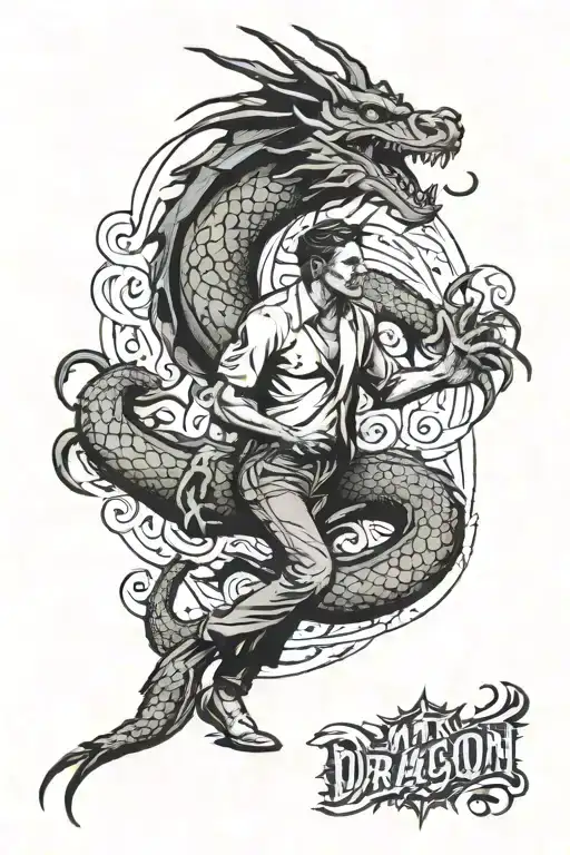 Man And Dragon Emerging