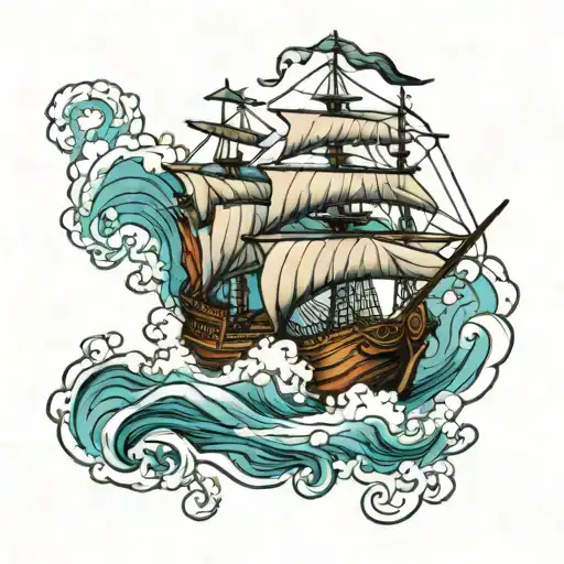 Pirate Ship Sailing Through Stormy Seas Never Made