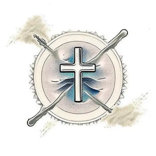 Beach With Cross In Sand