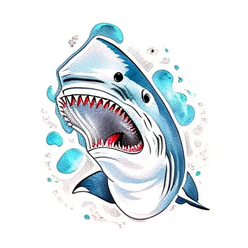 Shark Silhouette With Watercolour Backround