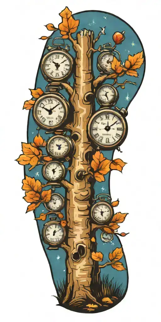 Birch Tree With 3 Clocks