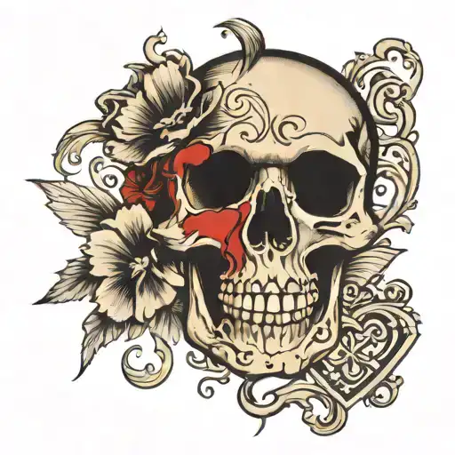Heart Skull With Initials Cf