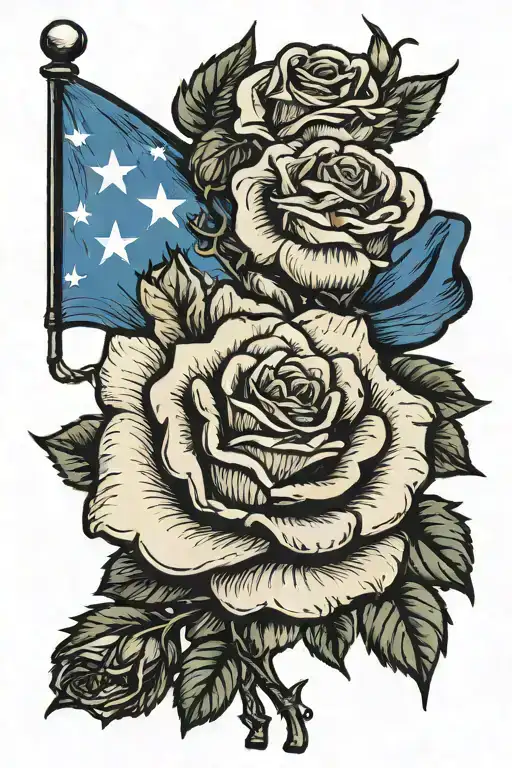 Rose With The Name Frances And The Flag Of Lima