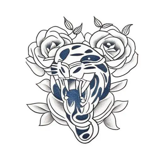 Panther And Snake With Flowers