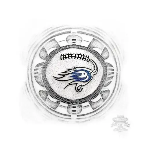 A Dotwork Tattoo Of A Football Surrounded By The Iconic Kansas City Skyline