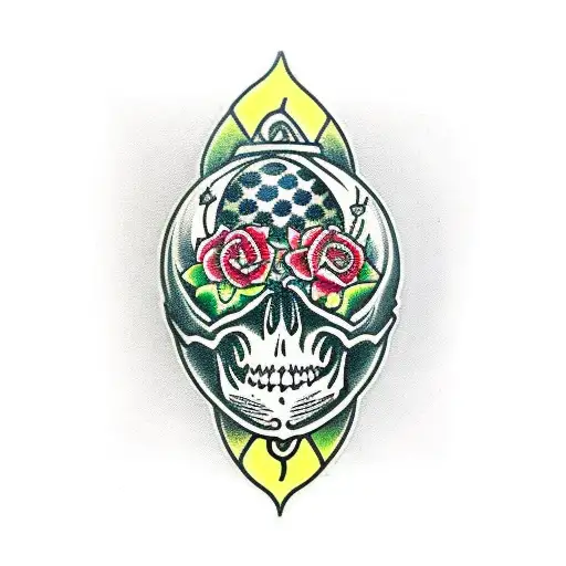 Skull Woth Roses And Dagger