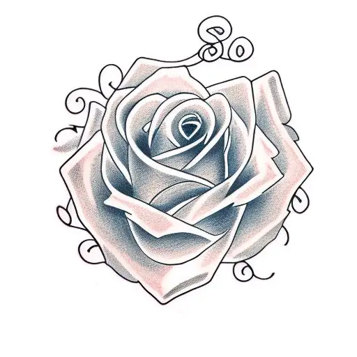 Rose With Letter H With Vines