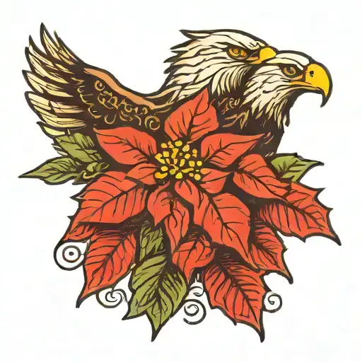 Poinsettia With Eagle Flying