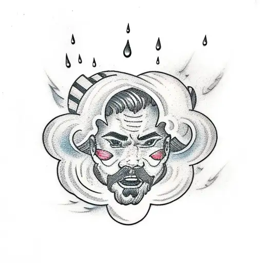 Cloud With Rain And A Flash