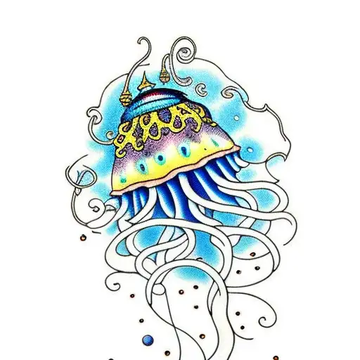 Jellyfish With Blue Patterns Of A Cat