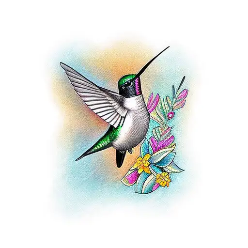 Create A Portrait Of A Hummingbird With The Letter M Subtly Hidden Within The Feathers