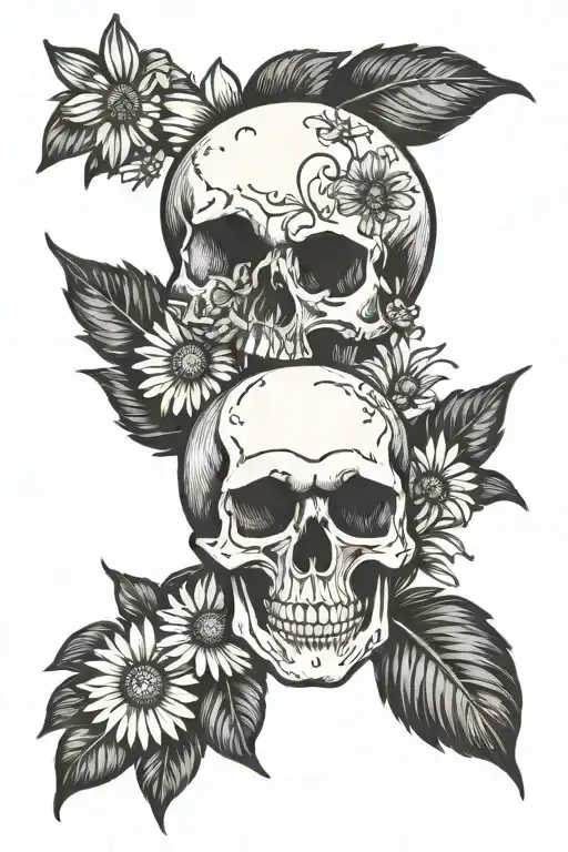 Skull And Daisy Flower