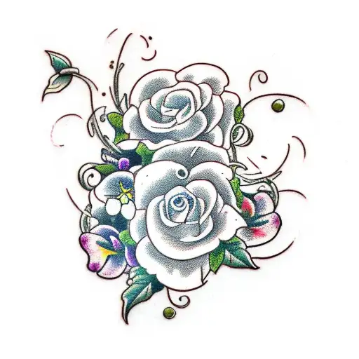 Long Vine With Lilies Of The Valley And Violets