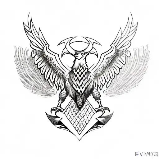 Viking Style Eagle With Forrest Background