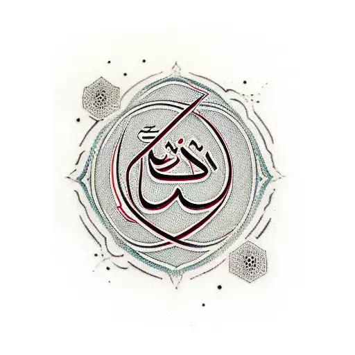 The Name 'Yassine' Written In Arabic Calligraphy With A Ying Yang Symbol Incorporated