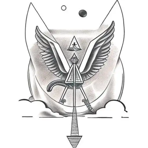 Sphinx With Pyramids In Background And Palm Tree Onn The Side