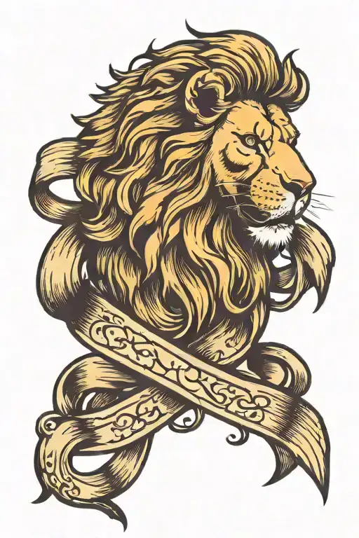 Lion With Leukemia Ribbon Intertwined