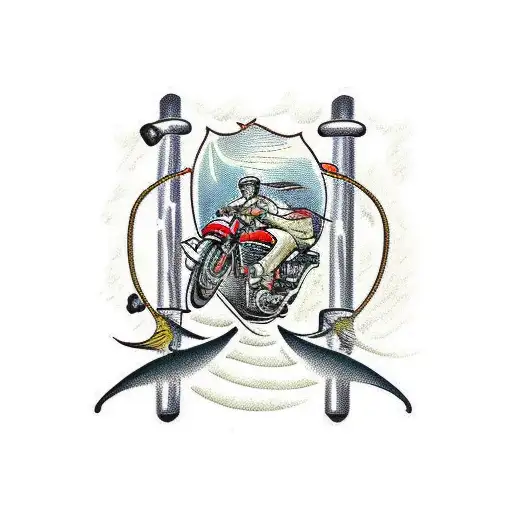 Motorcycle And Fishing