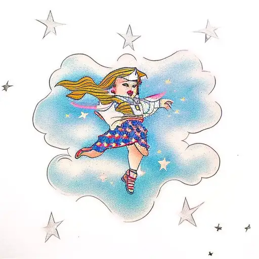 Girl Flying On Star