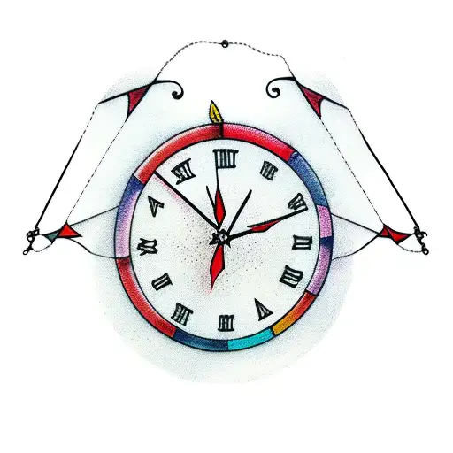 Clock With Kite Above It And Saint Necklace Around It