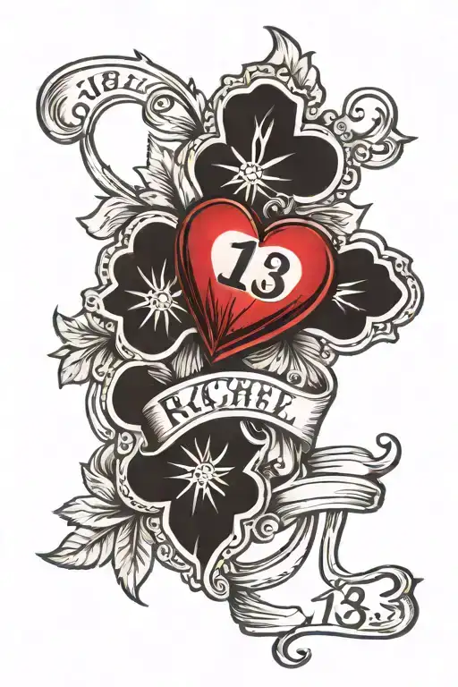 Number 13 Rachael Love Heart